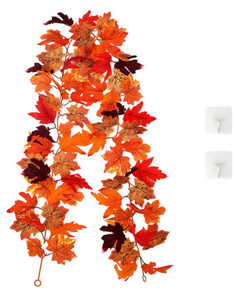 1/2 Stück 175/200 cm Herbst-Ahornblattgirlande, künstliche Blätter, Pflanzenranken, Rattan, zum Aufhängen, für drinnen und draußen, Halloween...