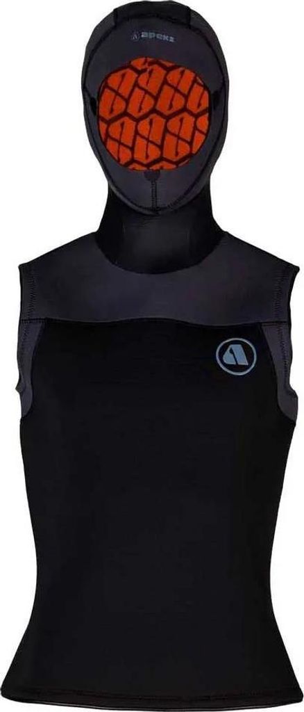 Apeks Thermiq Hooded 4/3 Mm Ärmelloses Rash Guard Schwarz XL Herren,Damen Schwarz XL