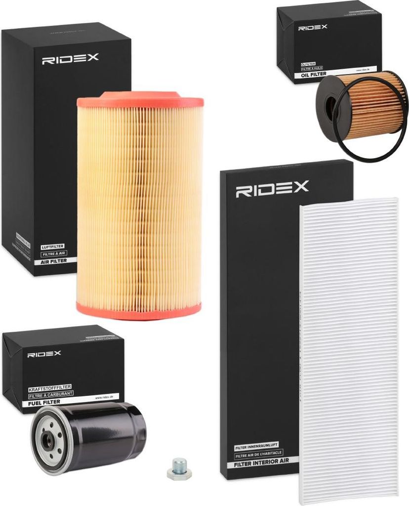 RIDEX Filterset Inspektionspaket Filtersatz passend für PEUGEOT BOXER Kasten (244) BOXER Bus (244, Z) BOXER Pritsche/Fahrgestell (244)