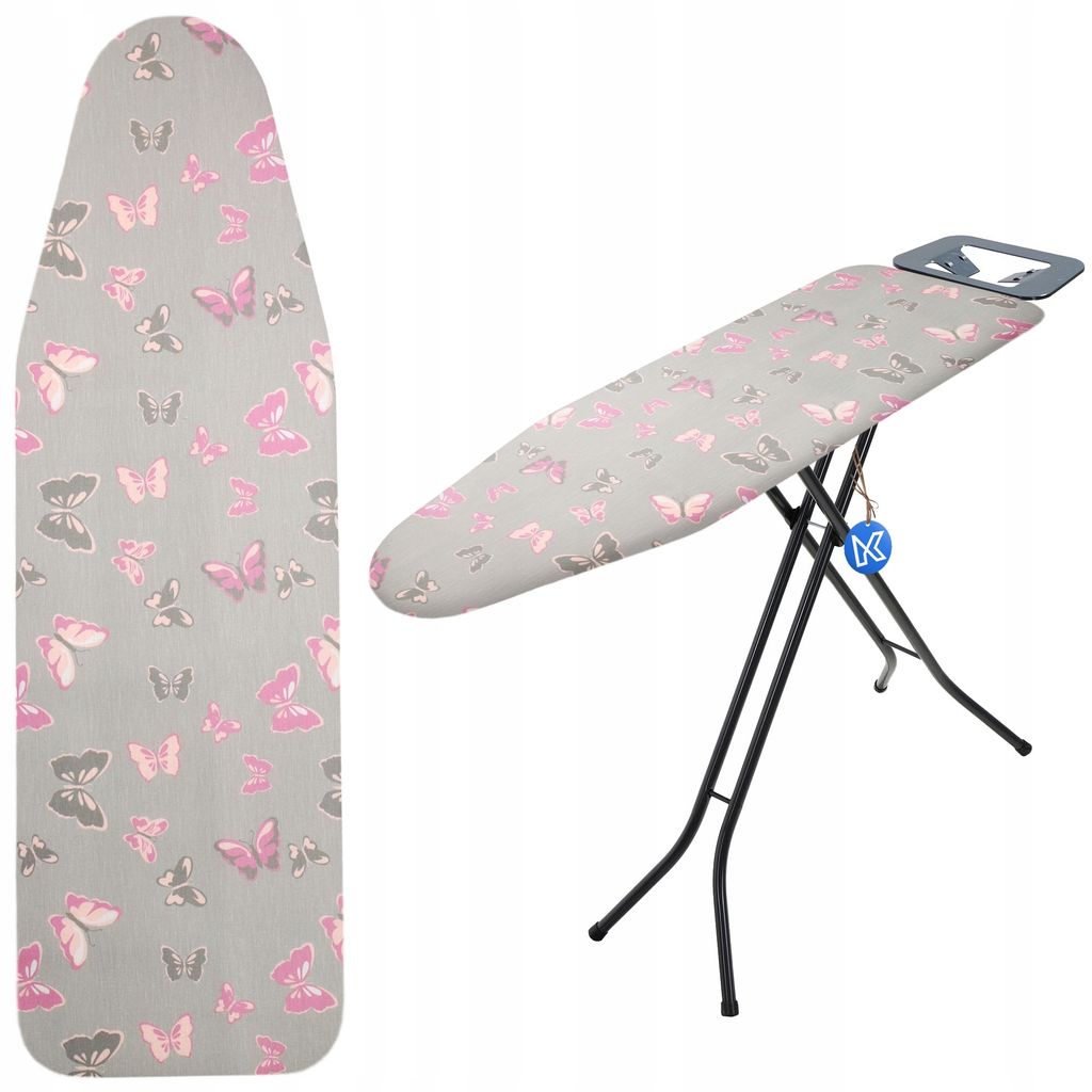 KADAX Brettbezug 132 x 48 cm zum Bügeln, dehnbare Rückseite, Schmetterlinge