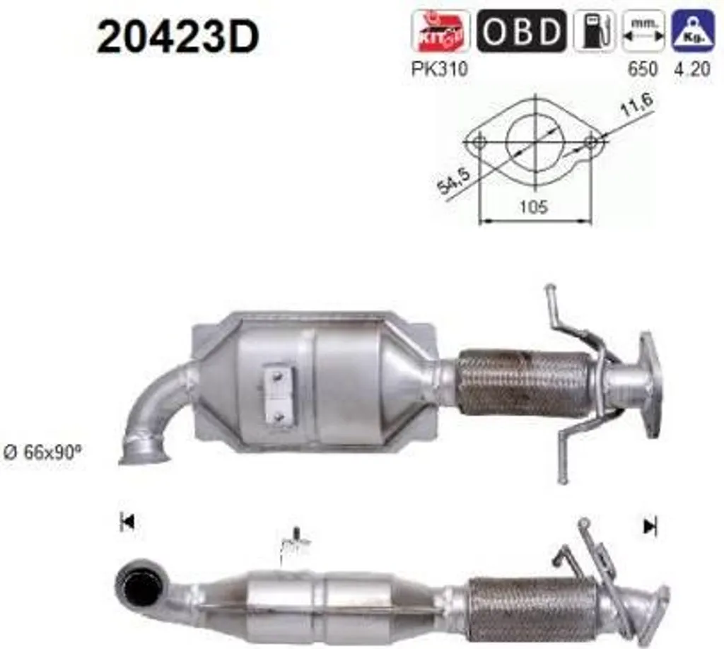Catalyseur AS 20423D d'origine pour Focus et C-Max essence