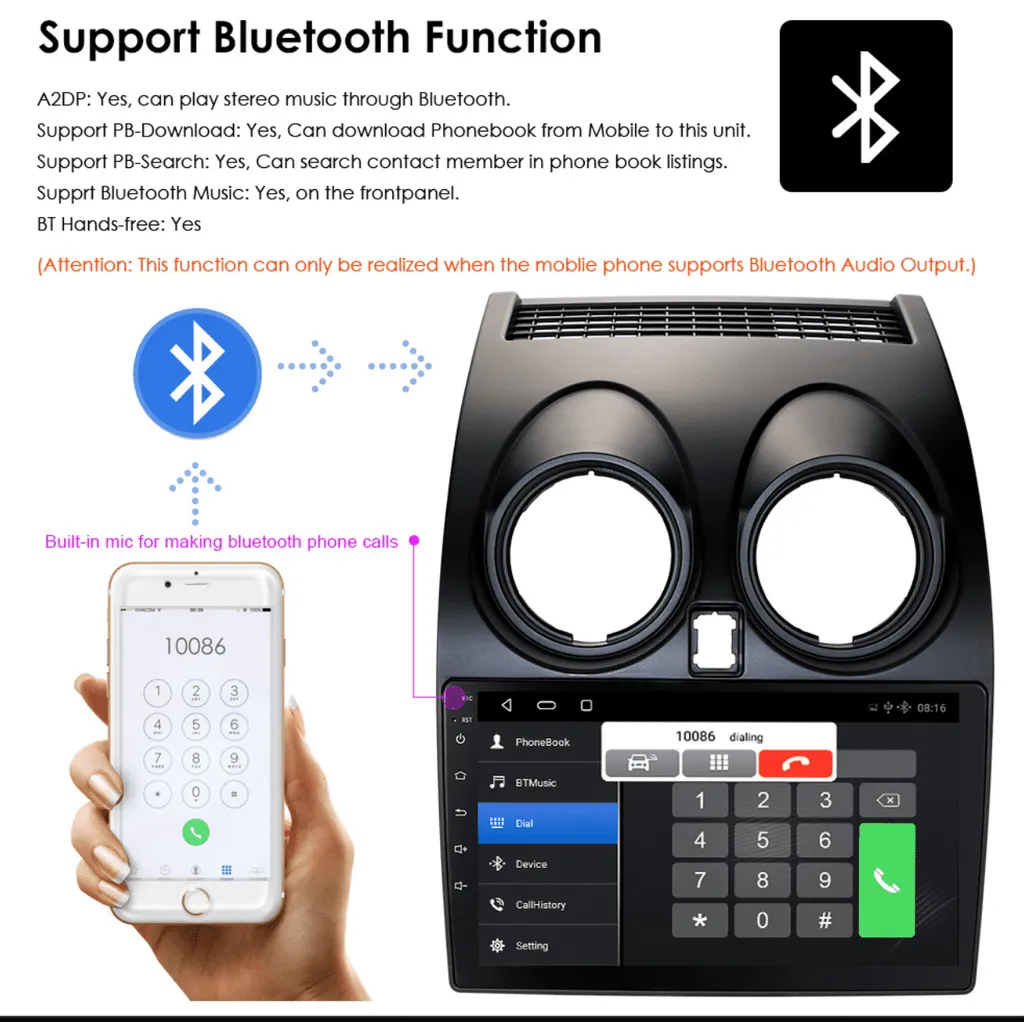 Autoradio Android Performance 2Go 32Go pour Nissan Qashqai J10 Bluetooth