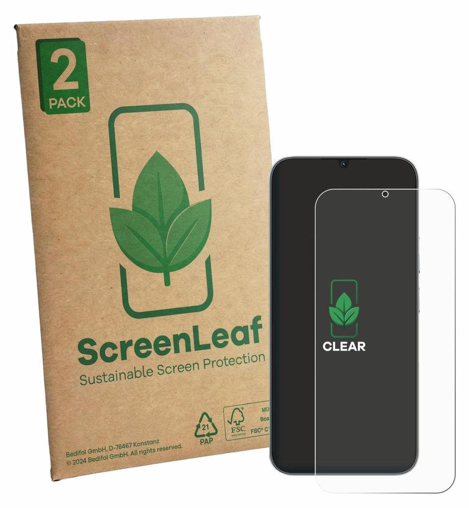 2x ScreenLeaf Schutzfolie für realme Narzo 100 Lite 5G nachhaltiger Displayschutz Display Schutz Folie Klar Transparent