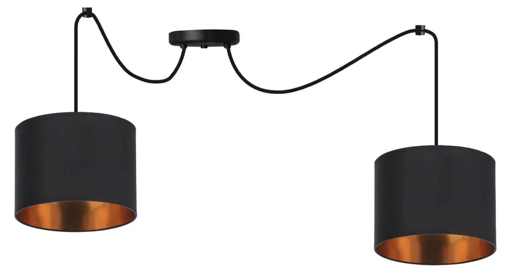 Luminaire Suspension Moderne Candida Cuivre et Noir pour Salon ou Salle