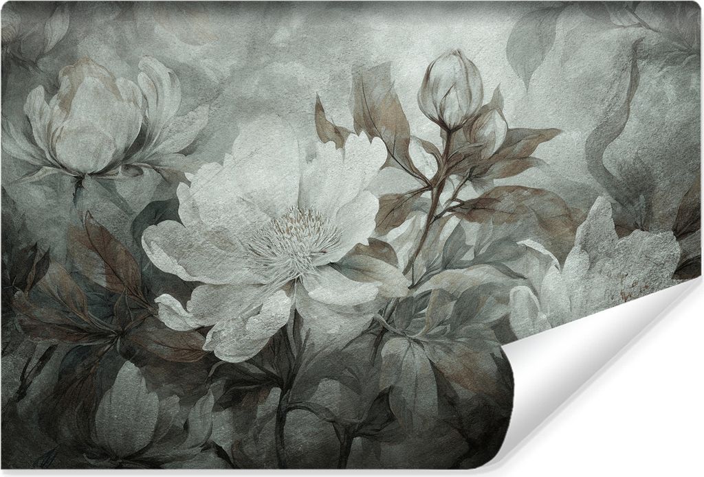 Muralo Vlies Fototapete BLUMEN Blätter Pflanzen Natur Vintage Stil Br. 400cm x Hö. 280cm