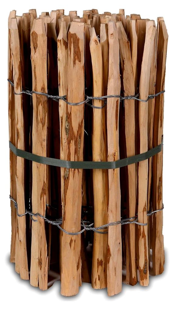 Staketenzaun aus Holz, 60 cm hoch, Teichumrandung aus Haselnuss, 5 m lang, Gartenzaun, Lattenabstand ca. 7-9 cm, witterungsbeständig