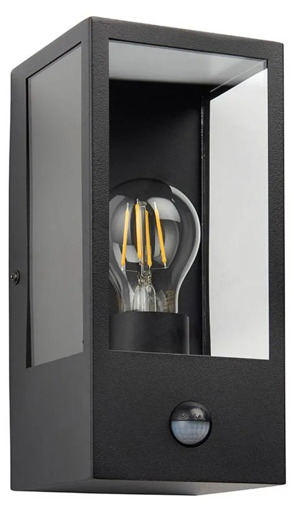 Luminaire extérieur anti-gaspillage OXFORD avec détecteur PIR noir mat