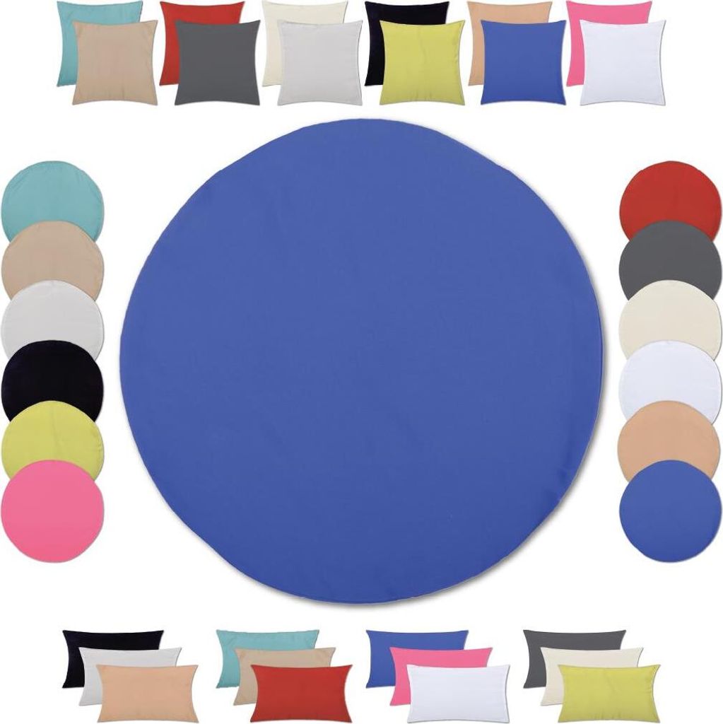 Kissenhülle (Serie Ellen) Ø 40cm Zierkissenhülle Dekokissenhülle Dekokissen, Farbe: Blau
