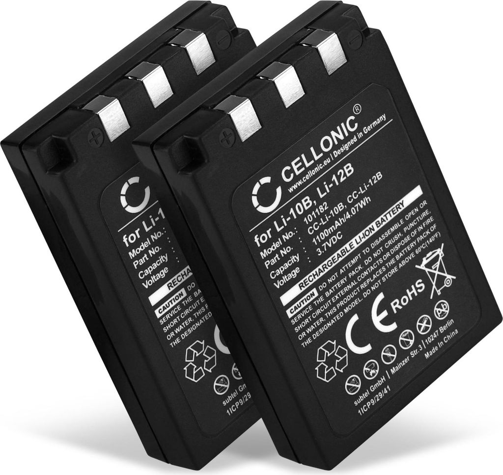 CELLONIC 2x Akku für Kamera Kompatibel mit Olympus μ 400, Mju/Stylus 300, μ 300, Li-10B - (1100mAh, 3.7V)
