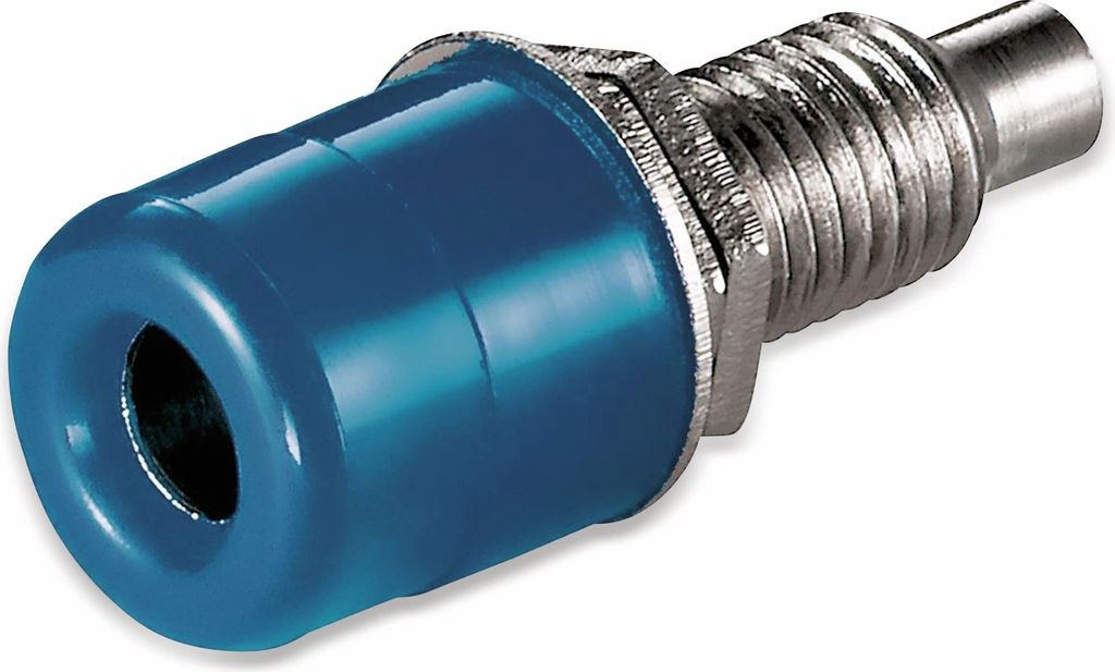 Bananen-Buchsen, 4mm, Bef.-Mutter mit Ring, blau