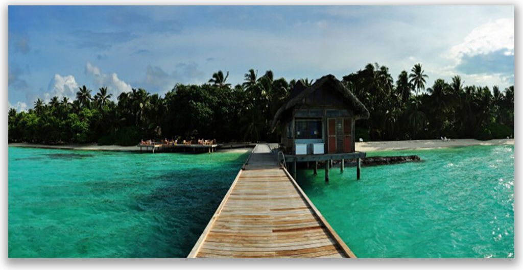 Tulup Leinwand-Bilder 120x60 Wandbild Canvas Kunstdruck Meer Brücke Bäume Architektur