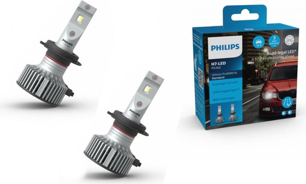 Philips H7 LED-Scheinwerferlampe 12 V 16 W Ultinon Pro6000 5800 K, 1 Set.