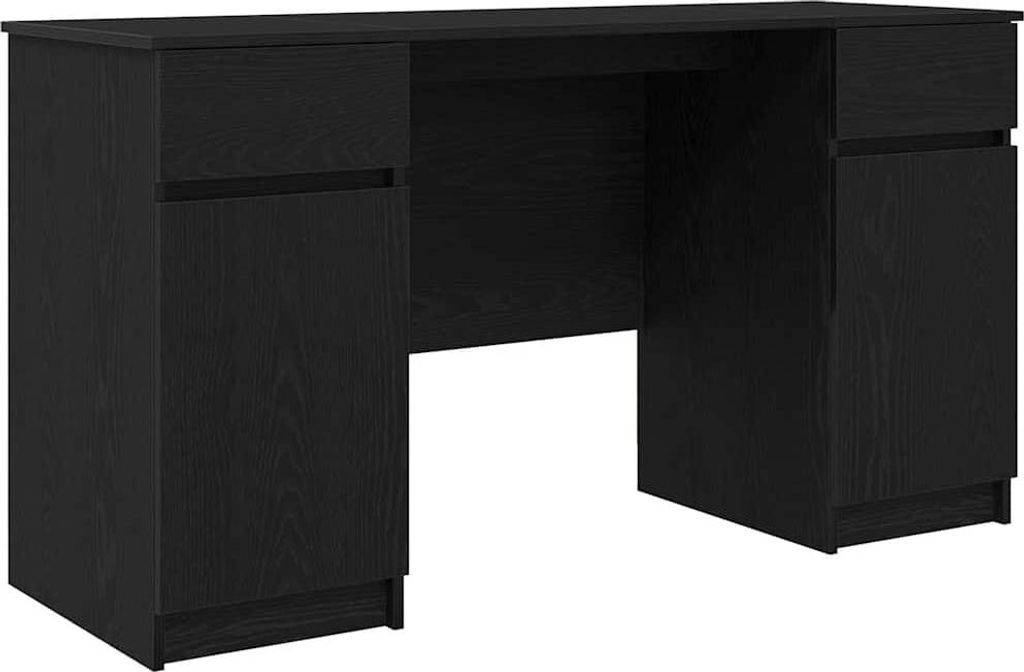 vidaXL Schreibtisch mit Regal Schwarz Eichen-Optik 140 x 49 x 76 cm