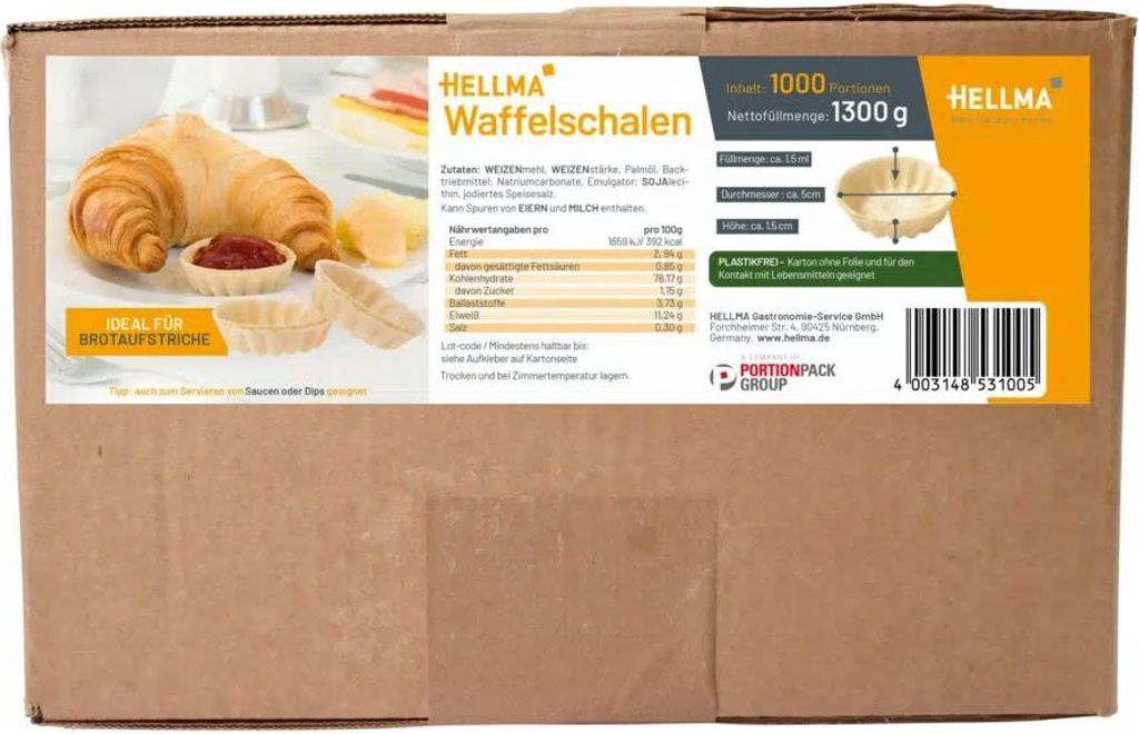 Hellma Waffelschalen für Brotaufstriche, 480 Stk Waffel Produktbild 2