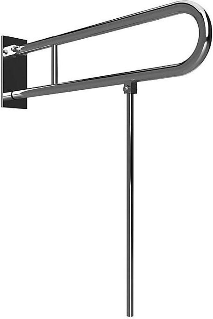 BELP Stützklappgriff in U-Form mit Standfuß Edelstahl poliert mit Abdeckung 100x800x616 mm, 120 kg Traglast für Bad & WC >> zum Bohren
