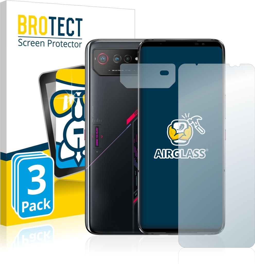 3x BROTECT Schutzglas für ASUS ROG Phone 6 (Display+Kamera) Schutzfolie Panzer Folie Glas Display Schutz klar
