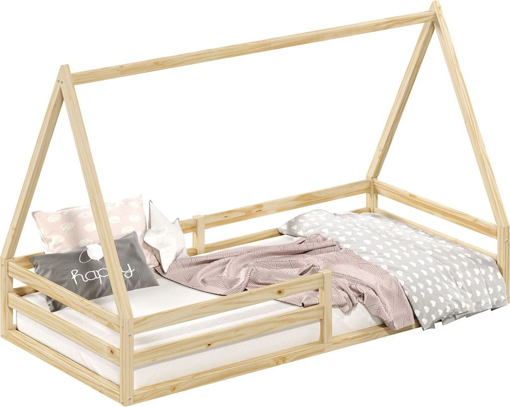 Hausbett SILA aus massiver Kiefer, schönes Montessori Bett Produktbild 