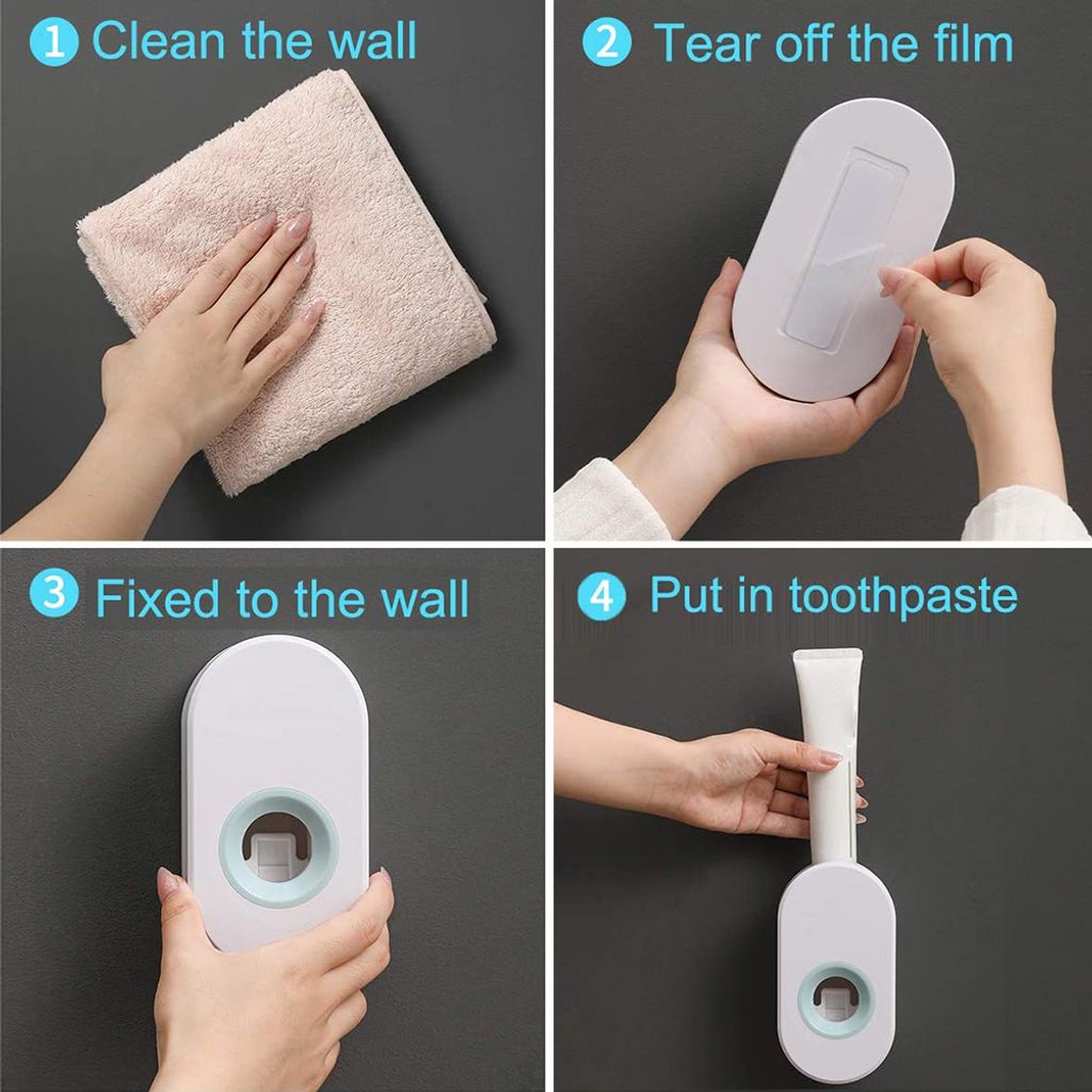 Angoter Automatische Zahnpastaspender staubdicht Zahnbürstenhalter Wandhalterung Ständer Zubehör für das Badezimmer Set Zahnpasta Squeezers Tooth zufällige Farbe