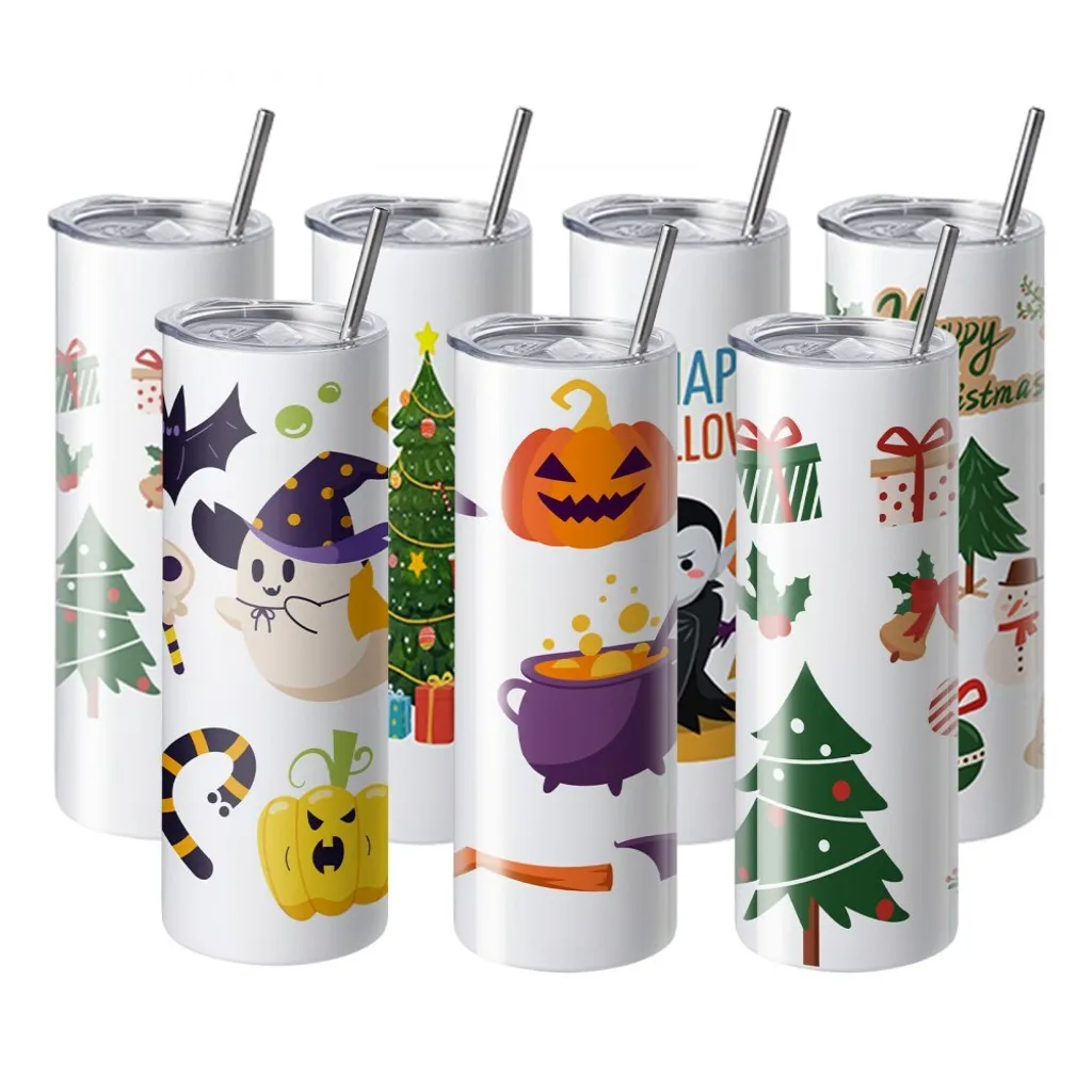 Pack de 16 gobelets à sublimation 20oz en acier inoxydable avec paille - 9