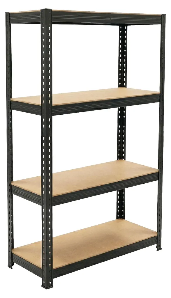 Rayonnage de garage Brace 75 en métal noir avec 4 niveaux de rangement