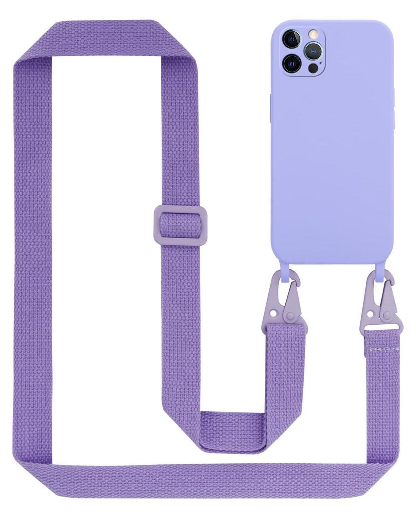 Cadorabo Schutzhülle für Apple iPhone 12 / 12 PRO Hülle in Lila Handykette Etui längenverstellbar Kordel Band