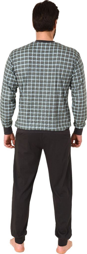 Herren Pyjama Schlafanzug mit Bündchen in edle Karo Optik - auch in Übergrössen - 212 502 ; dunkelgrau , 56