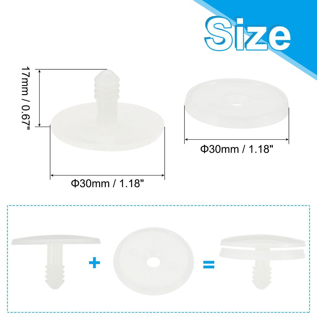 30mm Gelenke, 30er Set Kunststoff-Abnehmbare Tiergelenke Verbindungsstš¹cke Engage Bolt fš¹r die Herstellung von B?ren-Limbs undk?pfen-Bastelzu...