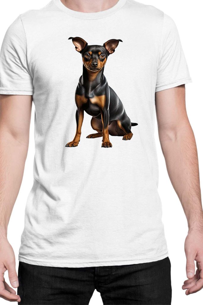 Herren T-Shirt Dogs Breeds Miniature Pinscher Dog Breed 006, Man XL / Weiß