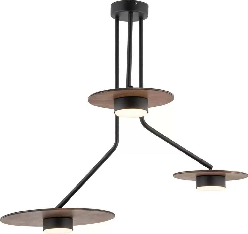 Suspension DISK Noir et Bois Foncé 3xGX53 Nowodvorski - Luminaire 60cm