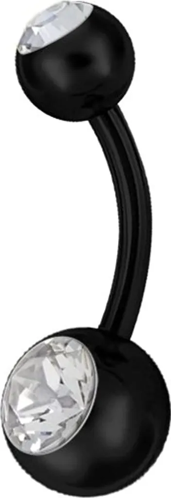 Piercing Banana Ombelico Titanio G23 Nero BK-TJBL2S 10mm Cristallo