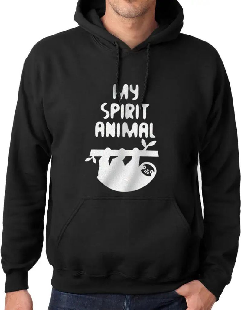 Uni Grafik Kapuzen-Sweatshirt Faultier Ist Mein Geistiges Tier – Sloth Is My Spirit Animal – Öko-Verantwortlich Vintage Jahrgang Langarm Hoodies