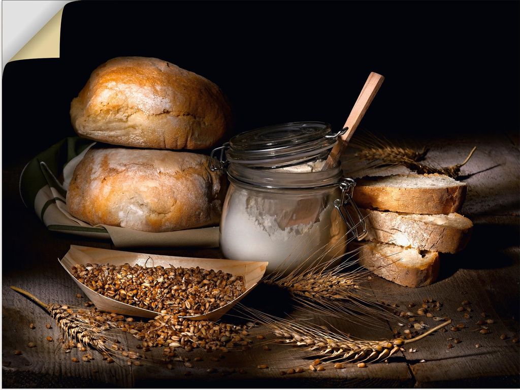 ARTland Wandbild, selbstklebend Landbrote und Getreide Stillleben Größe: 120x90 cm