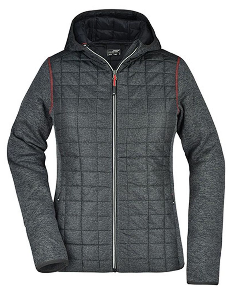 James and Nicholson - Hybridjacke für Damen LT2534 (L) (Grau meliert/Anthrazit meliert)