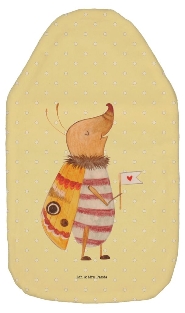 Mr. & Mrs. Panda Wärmflasche Nachtfalter Fähnchen - Gelb Pastell - Geschenk, Süß, Lustige Sprüche, Käfer, Wärmflaschen, Spruch Lustig, Flaus...