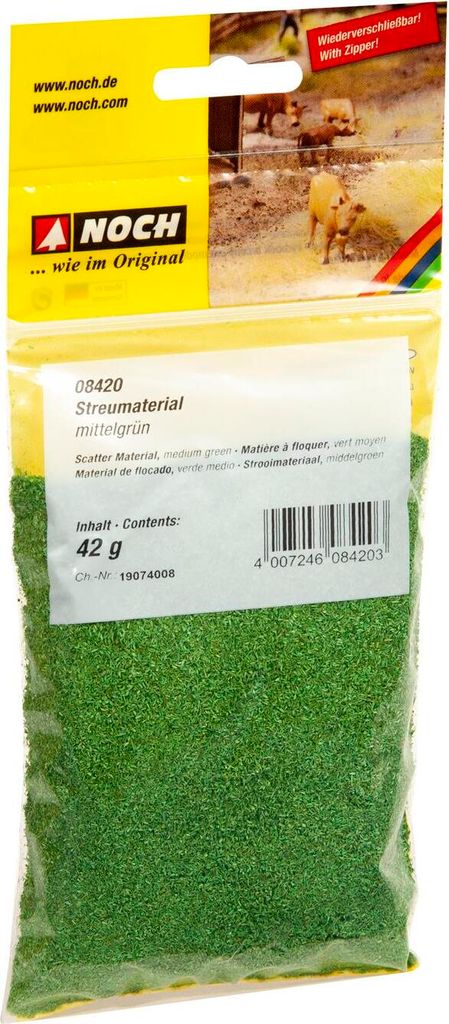 NOCH 08420 - G,0,H0,H0E,H0M,TT,N,Z Streumaterial, mittelgrün, 42 g