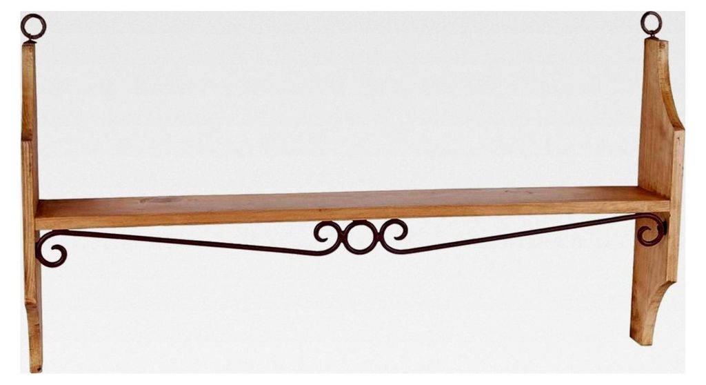 Wandregal im Landhausstil aus massivem Pinienholz, 100 cm, Honig