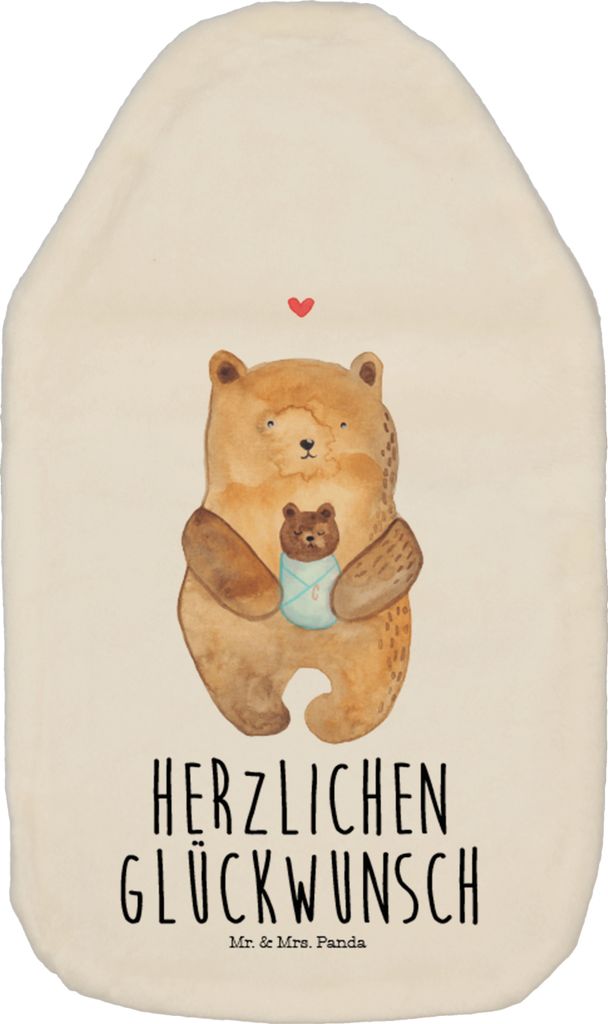 Mr. & Mrs. Panda Wärmflasche Bär Baby - Weiß - Geschenk, Mutter, Nichte, Geburtstag, wärmebeutel, Taufe, Eltern, gummi, Teddy, Geburt, Wärmeki...