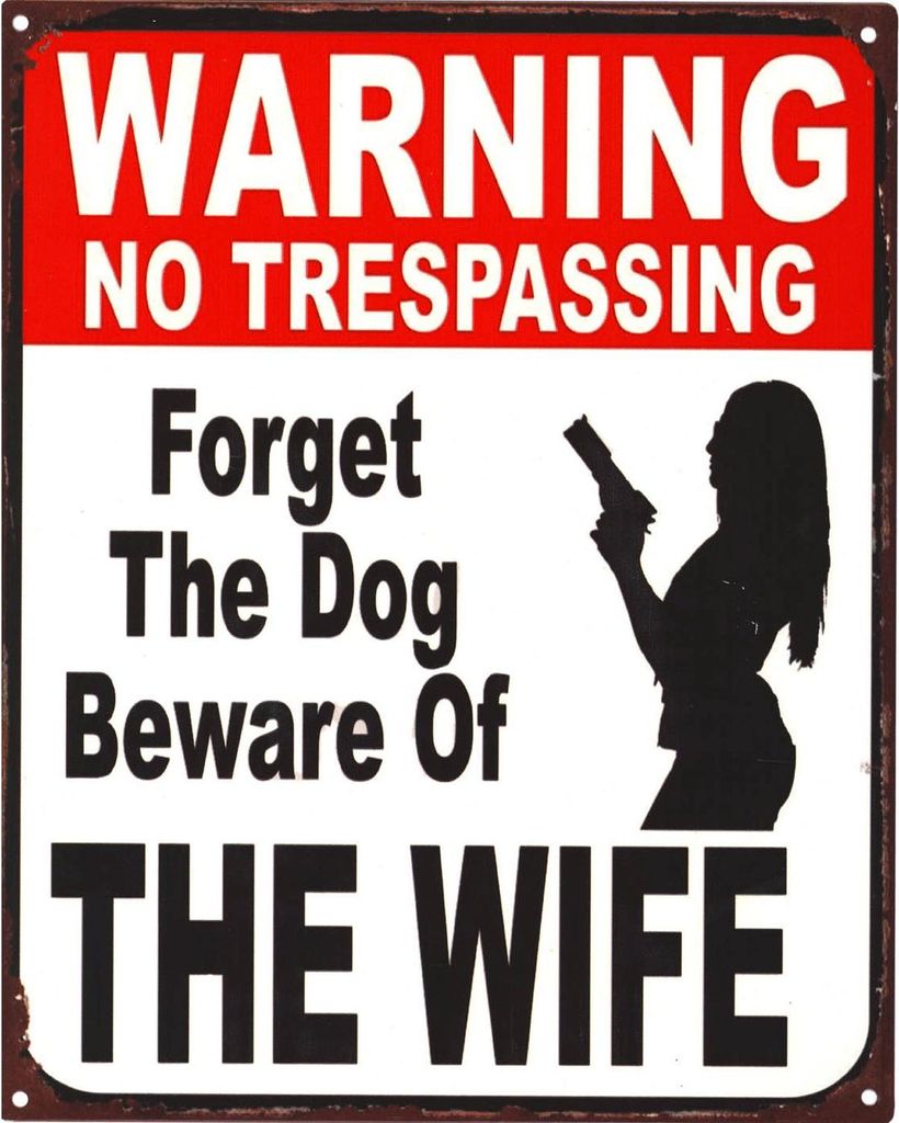 Moritz Retro Deko Blechschild Forget the Dog of Wife Geschenk-Idee aus Metall Vintage-Design zur Dekoration
