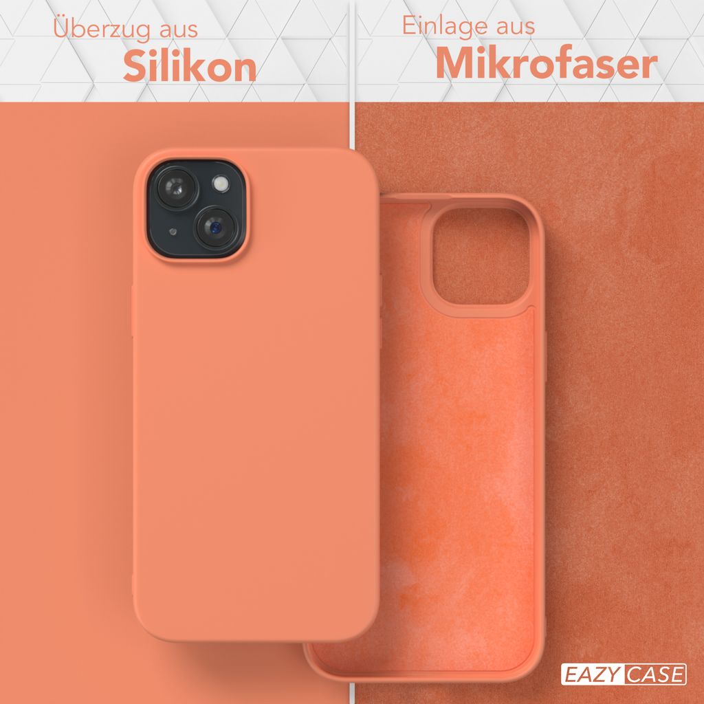 EAZY CASE - TPU Hülle für Apple iPhone 15 Plus, TPU Case stoßfeste Handyhülle, weiches Cover mit Kameraschutz, Silikonhülle in Orange