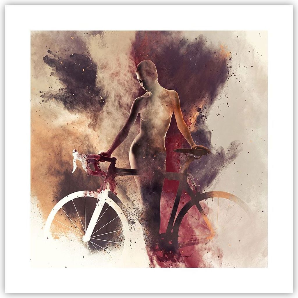 Poster - Poster ohne Rahmen - Körper Mädchen Fahrrad Illustration - 40x40 cm - Wand Bild - Wanddeko - Wandbilder - Kunstposter - Wandposter - Bil...