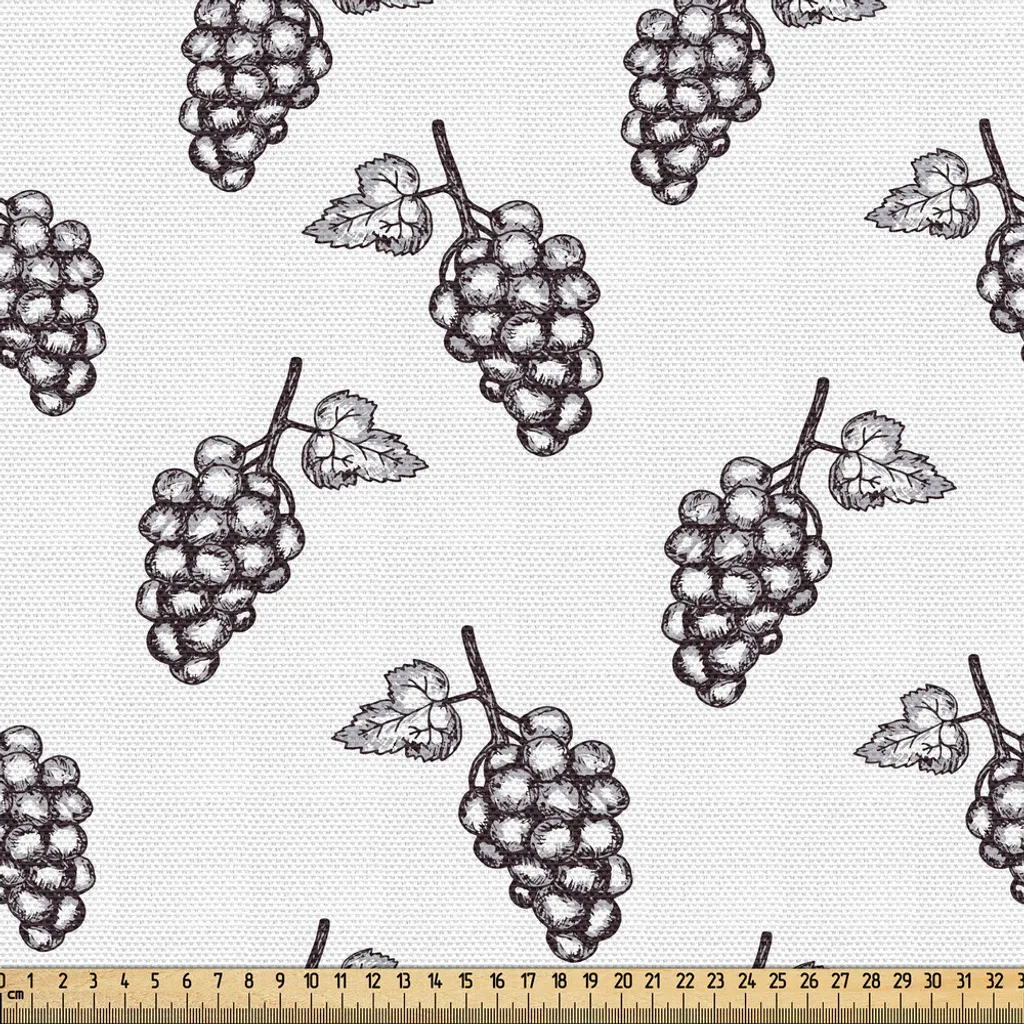 Tissu pour rideaux et nappes motif champêtre gris blanc 148x300cm