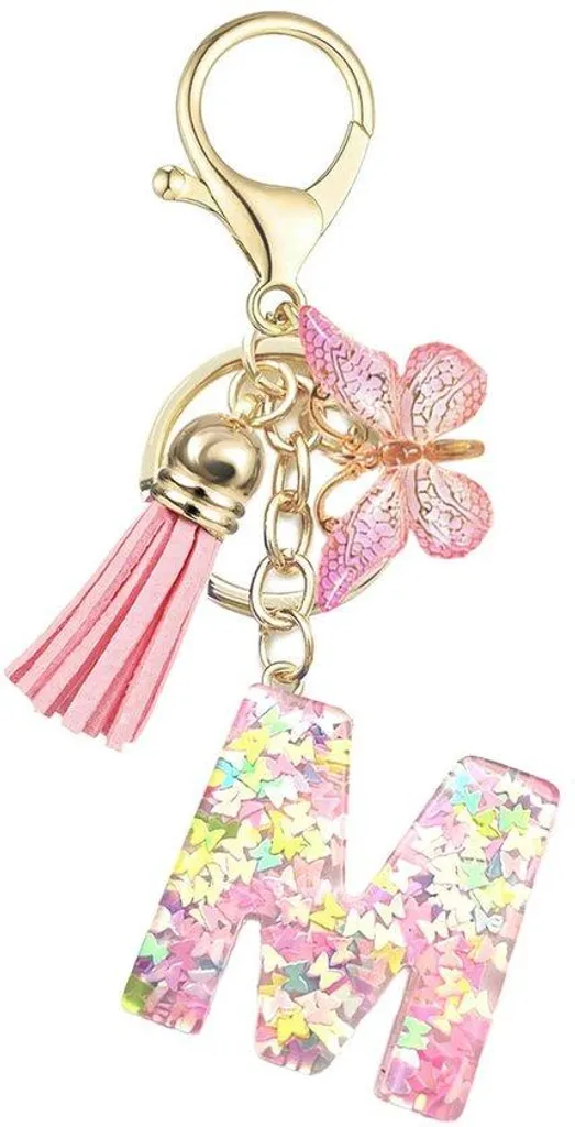 Pendentif Initiale Papillon et Pinceau Or pour Sac à Main et Cartable