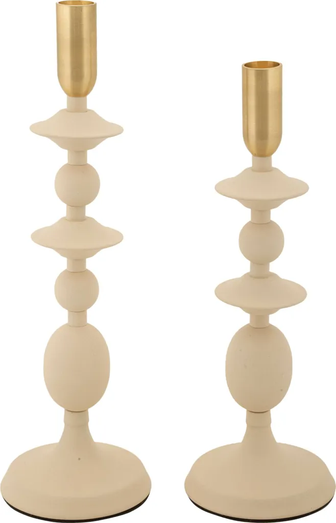 Portacandele Gemini crema Mauro Ferretti – Set da 2 Ø 10x29 cm e Ø 10x33 cm