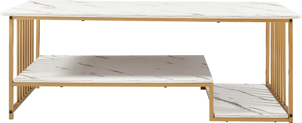 Table basse Klibro aspect marbre blanc et doré 120 x 60 x 42 cm chic