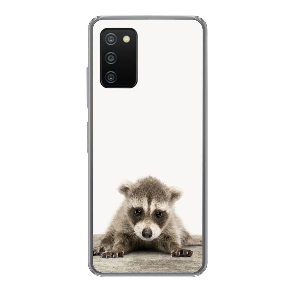 MuchoWow Handyhülle Schutzhülle Hülle für Samsung Galaxy A03s Waschbär - Tiere - Jungen - Mädchen Silikon Softcase Handy Hülle - Schutz