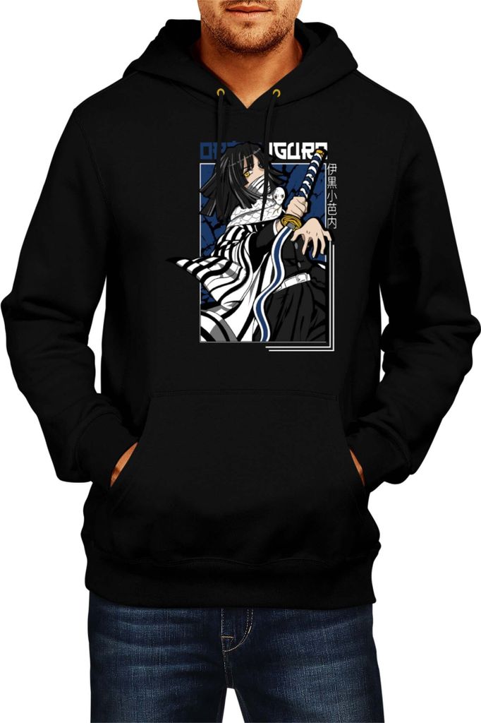 Herren Kapuzenpullover Demon Anime Slayer Tomioka Giyuu 001, Man M / Schwarz