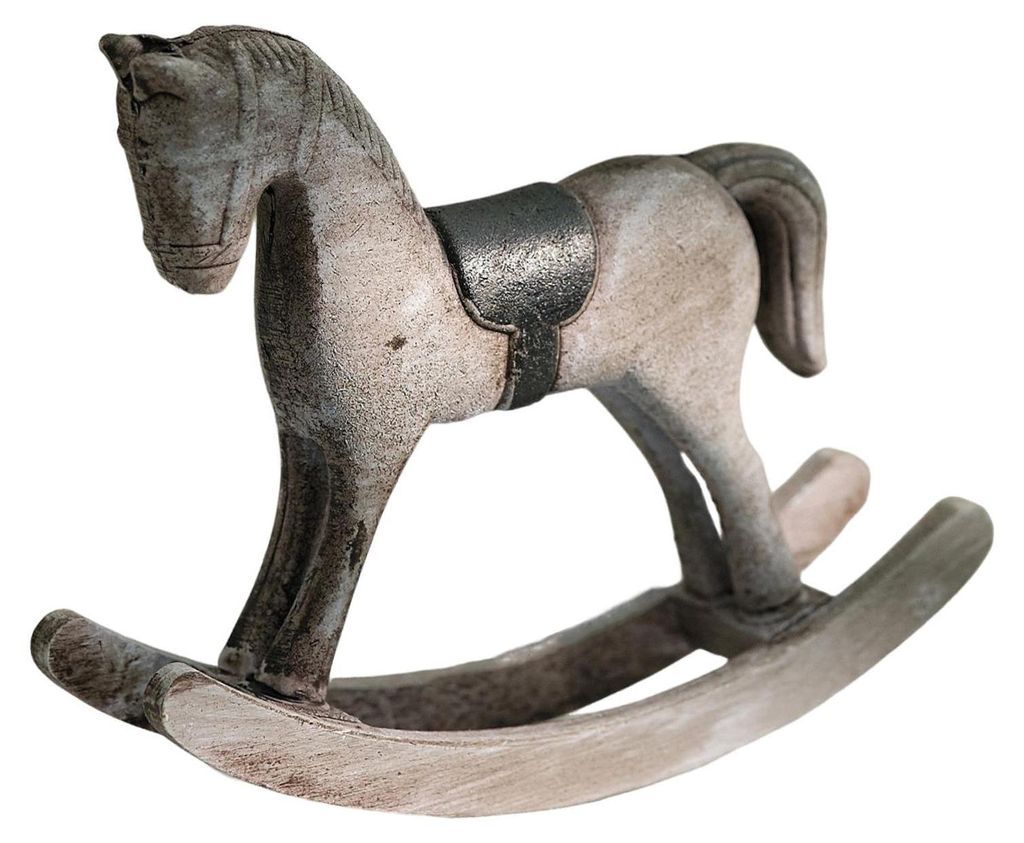 Vintage-Schaukelpferd-Figur aus Holz, geschnitzt, Pony-Statue, Skulptur, Dekoration für Zuhause, Büro oder Schreibtisch.