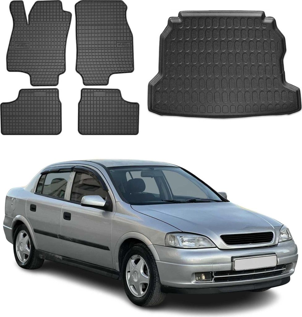 Fußmatten & Kofferraumwanne Set für Opel Astra G Schrägheck 1998-2005 Gummi 5x