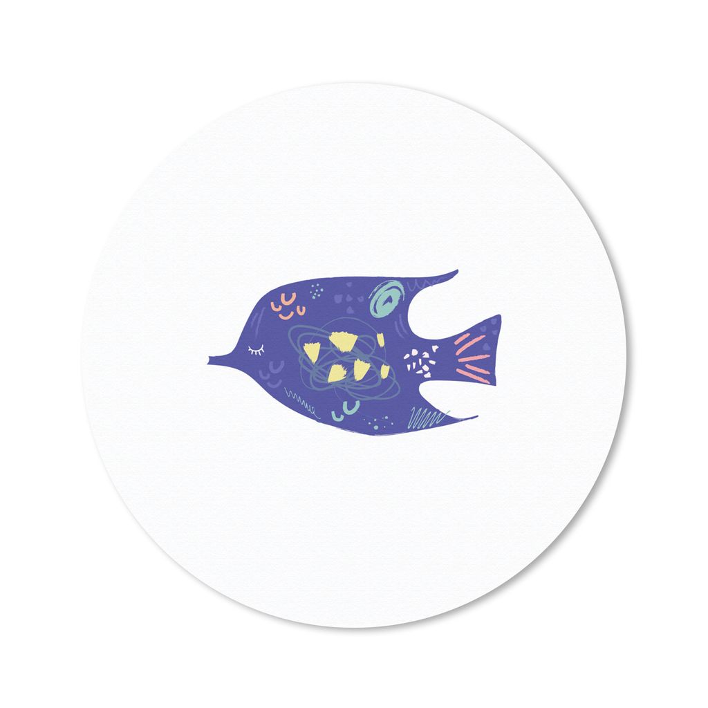 MuchoWow Mauspad Mousepad Fisch - Lila - Pastell 50x50 cm - Mousepads - Maus Mat - Pad - Mausunterlage - Vinyl