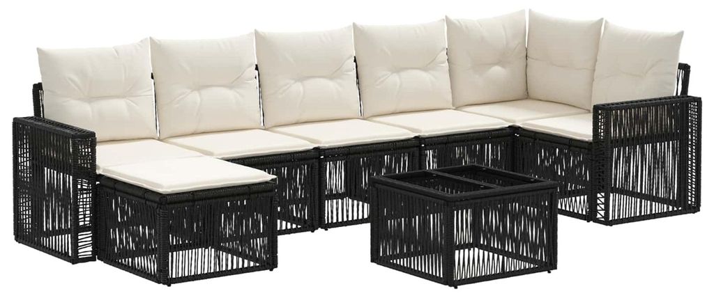 Möbel Gartensofa-set 8 pcs Schwarz und Cremeweiß Poly-Rattan - Gartenmöbelgarnituren CC1394